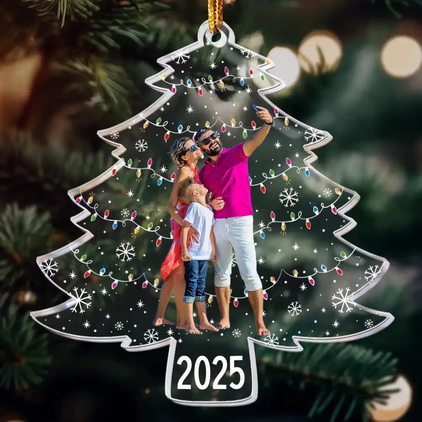 Custom Photo on Christmas Tree – Personalized Acrylic Ornament – Unique Holiday Gift for Couples, Family & Friends  Ezcustomize