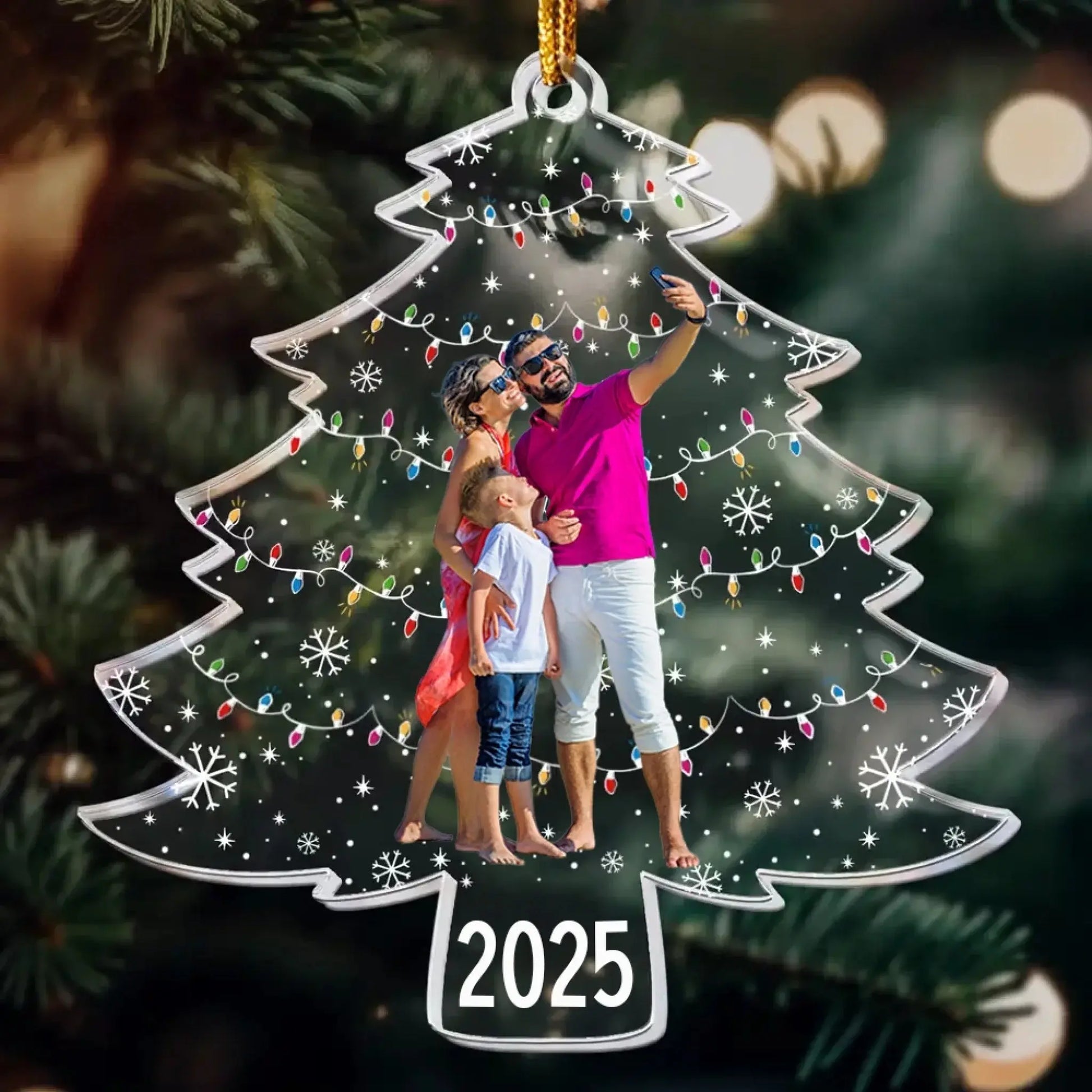 Custom Photo on Christmas Tree – Personalized Acrylic Ornament – Unique Holiday Gift for Couples, Family & Friends  Ezcustomize