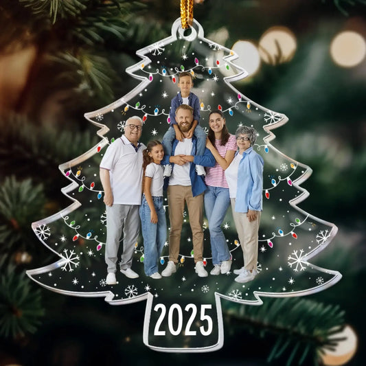 Custom Photo on Christmas Tree – Personalized Acrylic Ornament – Unique Holiday Gift for Couples, Family & Friends  Ezcustomize
