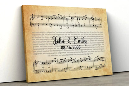 Custom Song Lyrics Wall Art – Personalized Canvas or Poster with Names and Date, Romantic Music Gift for Couples  Ezcustomize