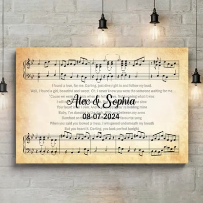 Custom Song Lyrics Wall Art – Personalized Canvas or Poster with Names and Date, Romantic Music Gift for Couples  Ezcustomize