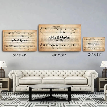 Custom Song Lyrics Wall Art – Personalized Canvas or Poster with Names and Date, Romantic Music Gift for Couples  Ezcustomize