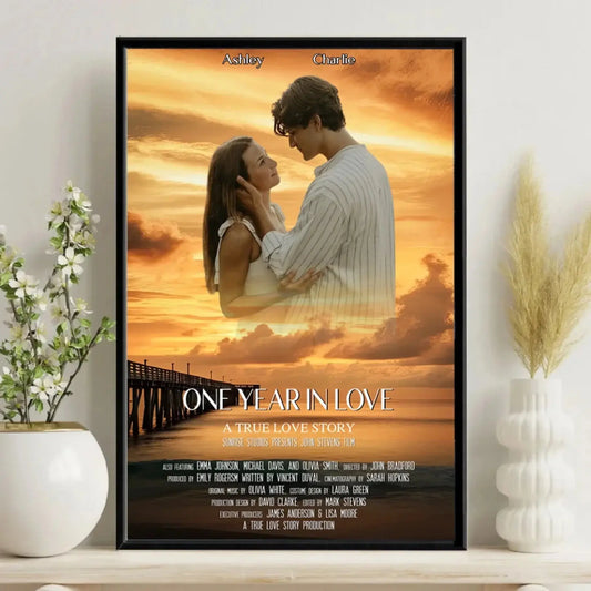 Custom Sunset Movie Poster Canvas – Personalized Wall Art with Custom Title for Couples & Best Friends, Romantic Gift for Anniversaries, Valentine's Day & More  Ezcustomize