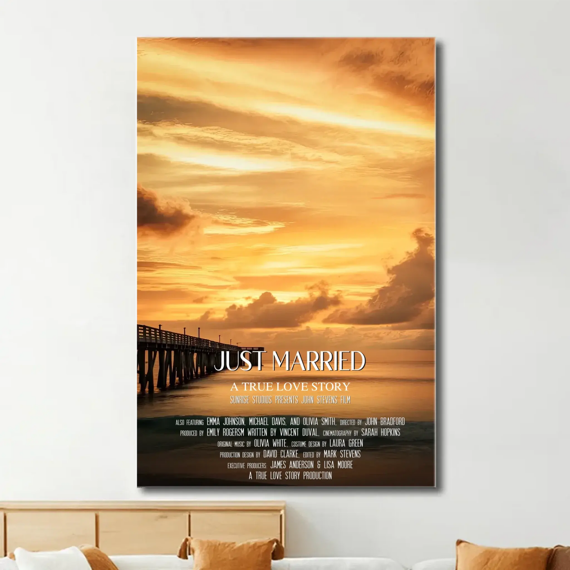Custom Sunset Movie Poster Canvas – Personalized Wall Art with Custom Title for Couples & Best Friends, Romantic Gift for Anniversaries, Valentine's Day & More  Ezcustomize