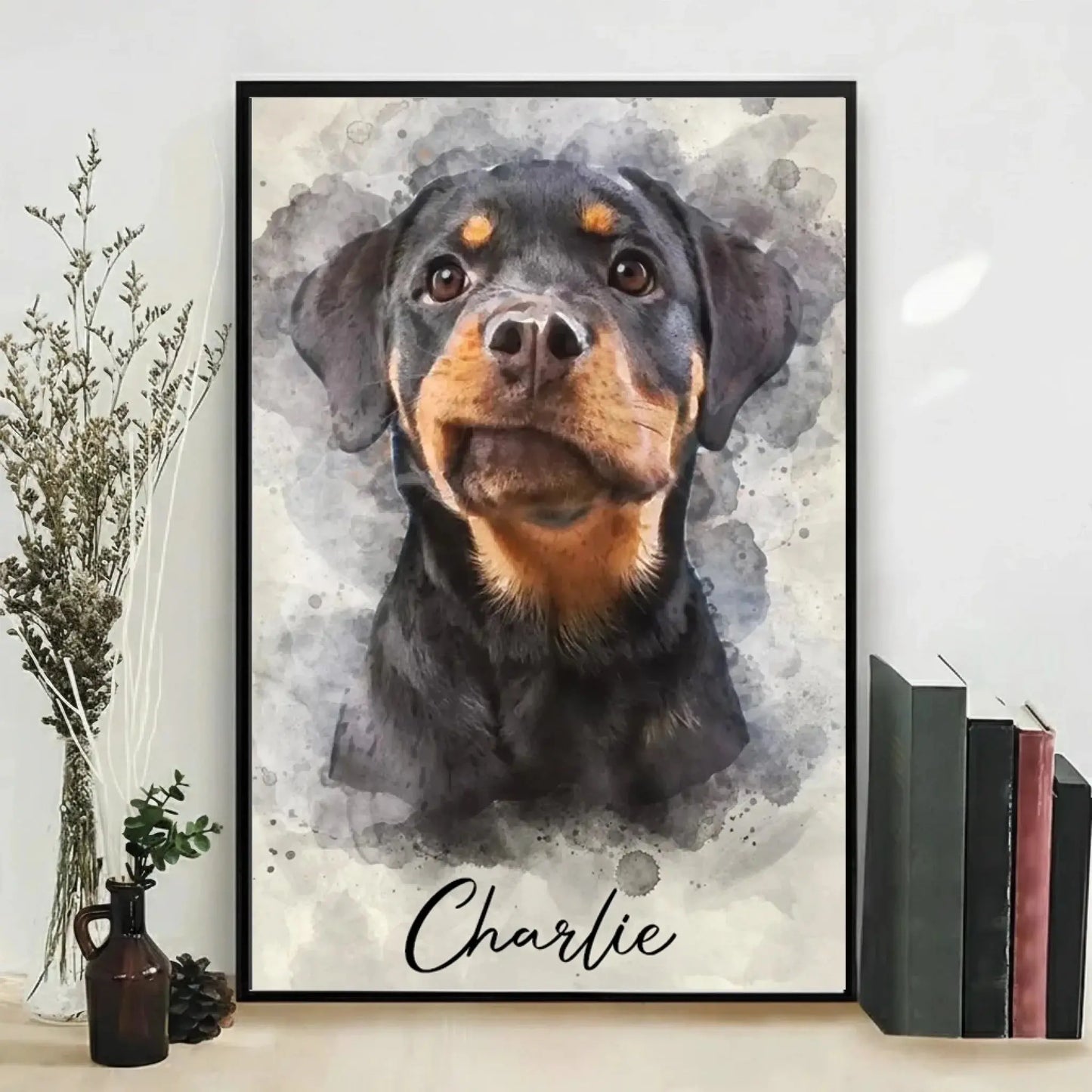 Custom Watercolor Pet Portrait From Photo – Personalized Dog & Cat Poster or Canvas, New Pet Gift, Pet Memorial Art  Ezcustomize