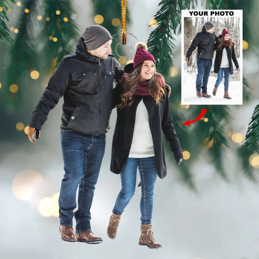 Custom Winter Couple Photo Ornament – Personalized Acrylic Christmas Keepsake Gift for Husband, Wife, Boyfriend, Girlfriend  Ezcustomize