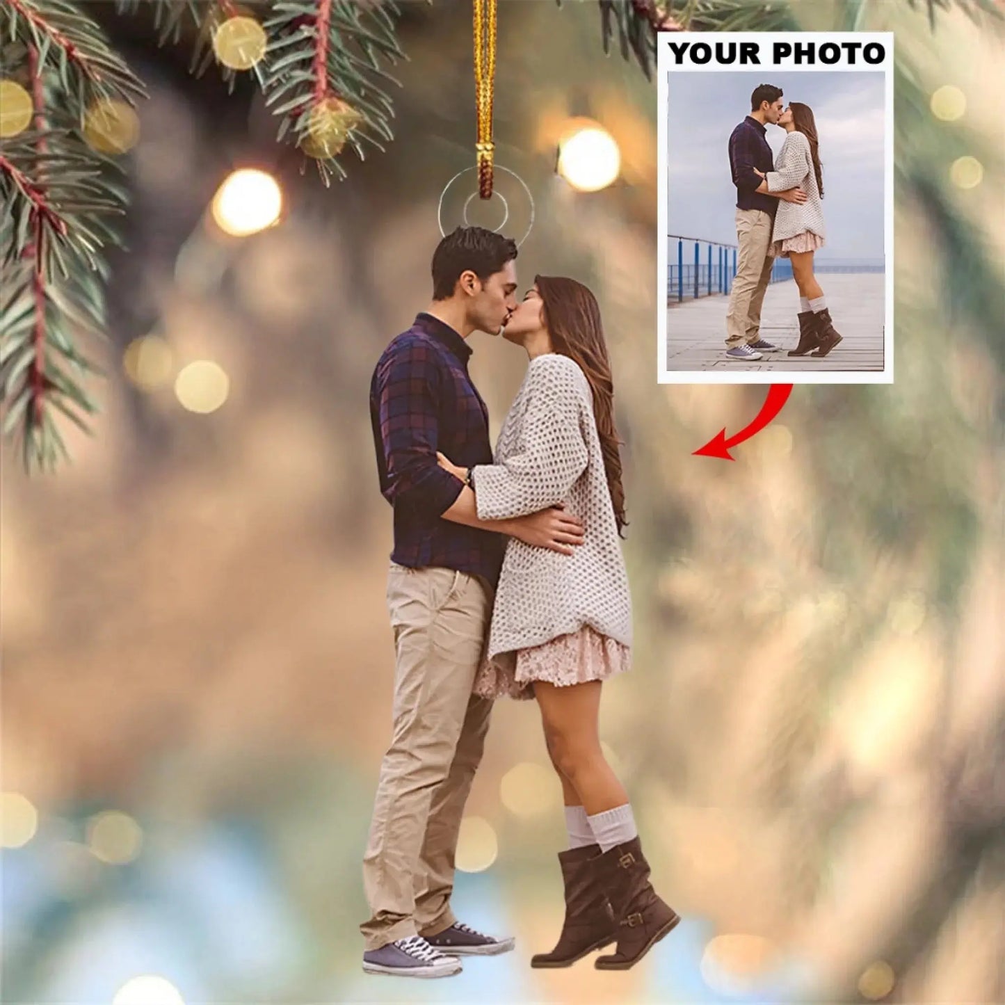 Custom Winter Couple Photo Ornament – Personalized Acrylic Christmas Keepsake Gift for Husband, Wife, Boyfriend, Girlfriend  Ezcustomize
