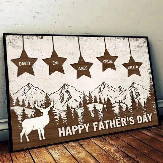 Custom Wooden Star Map Poster/Canvas – Personalized Gift for Dad & Grandpa, Horizontal Wall Art, Unique Family Keepsake, Perfect Home Decor  Ezcustomize