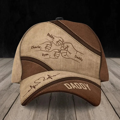 Custom "Daddy’s Team" Fist Bump Classic Cap -Anniversary Gift for Dad & Grandpa  Ezcustomize