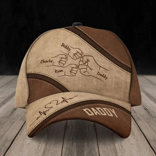 Custom "Daddy’s Team" Fist Bump Classic Cap -Anniversary Gift for Dad & Grandpa  Ezcustomize