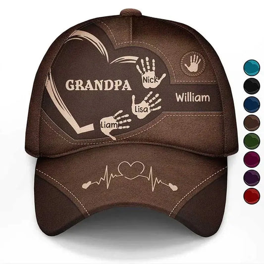 Customized Grandpa Classic Cap with Kids’ Handprints – Sentimental Gift for Father’s Day  Ezcustomize