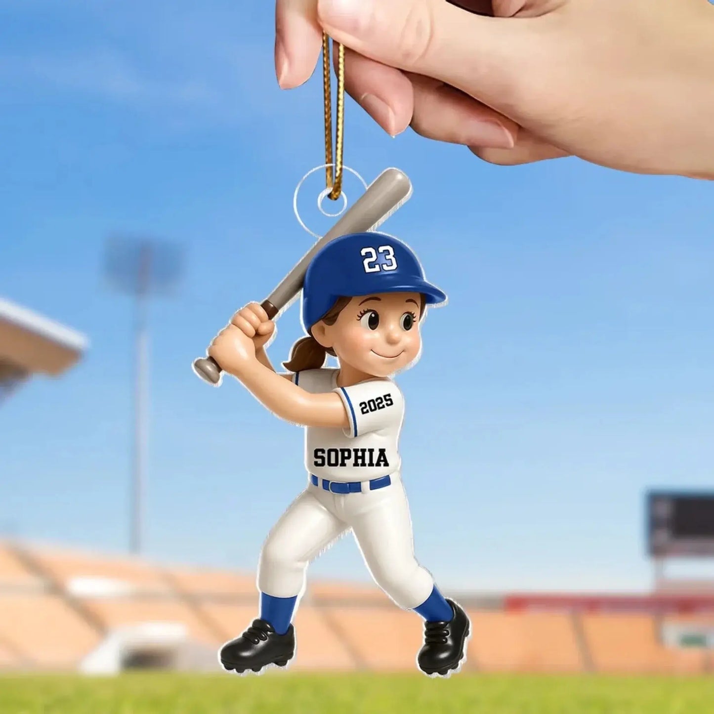 Cute Baseball Player 3D Effect – Personalized Acrylic Flat Ornament – Unique Christmas Gift for Son, Daughter, Grandson, or Granddaughter  Ezcustomize