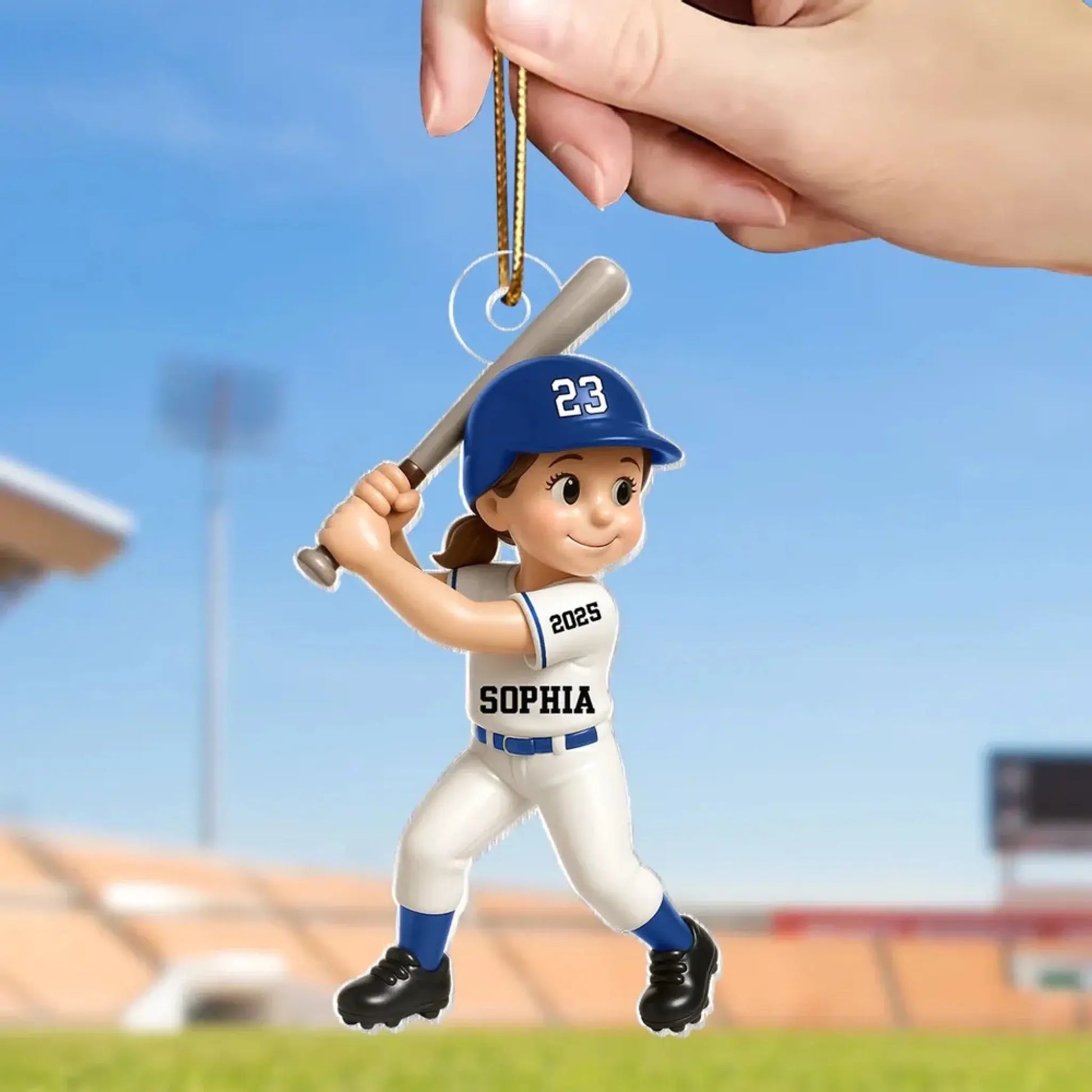 Cute Baseball Player 3D Effect – Personalized Acrylic Flat Ornament – Unique Christmas Gift for Son, Daughter, Grandson, or Granddaughter  Ezcustomize