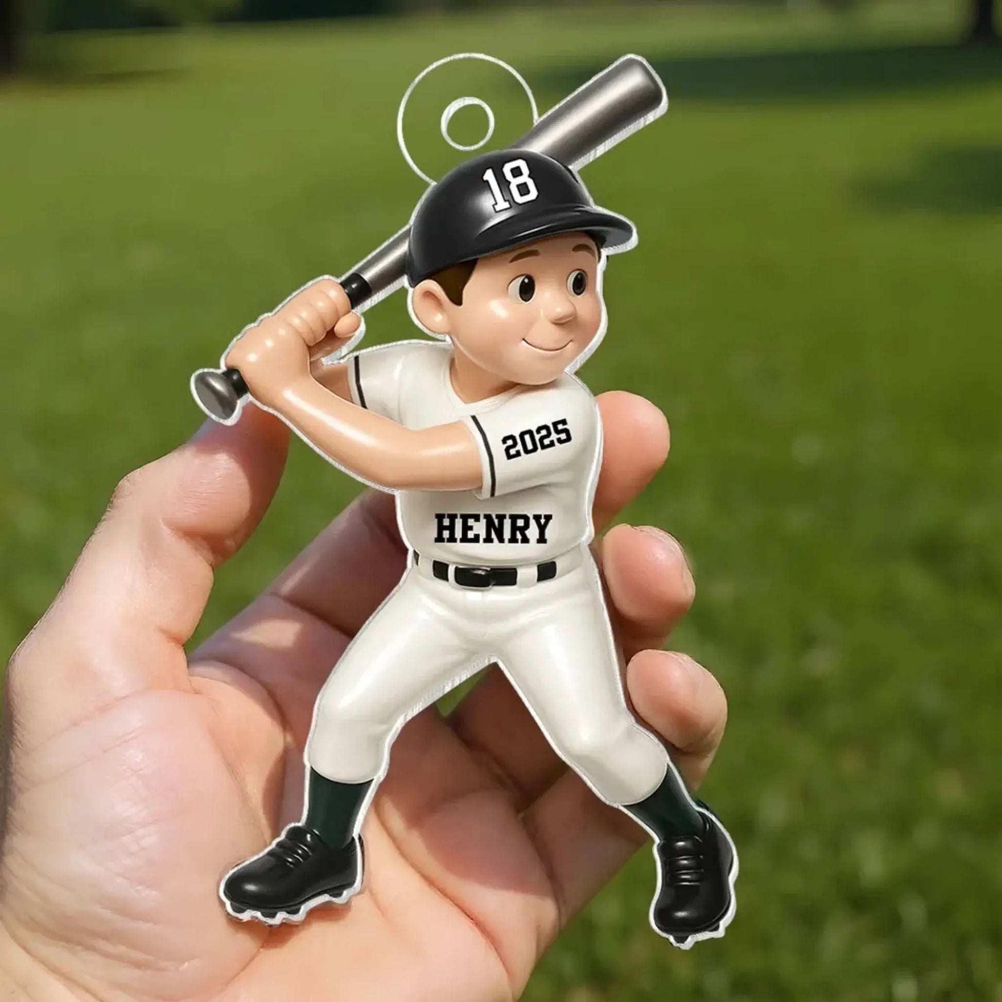 Cute Baseball Player 3D Effect – Personalized Acrylic Flat Ornament – Unique Christmas Gift for Son, Daughter, Grandson, or Granddaughter  Ezcustomize