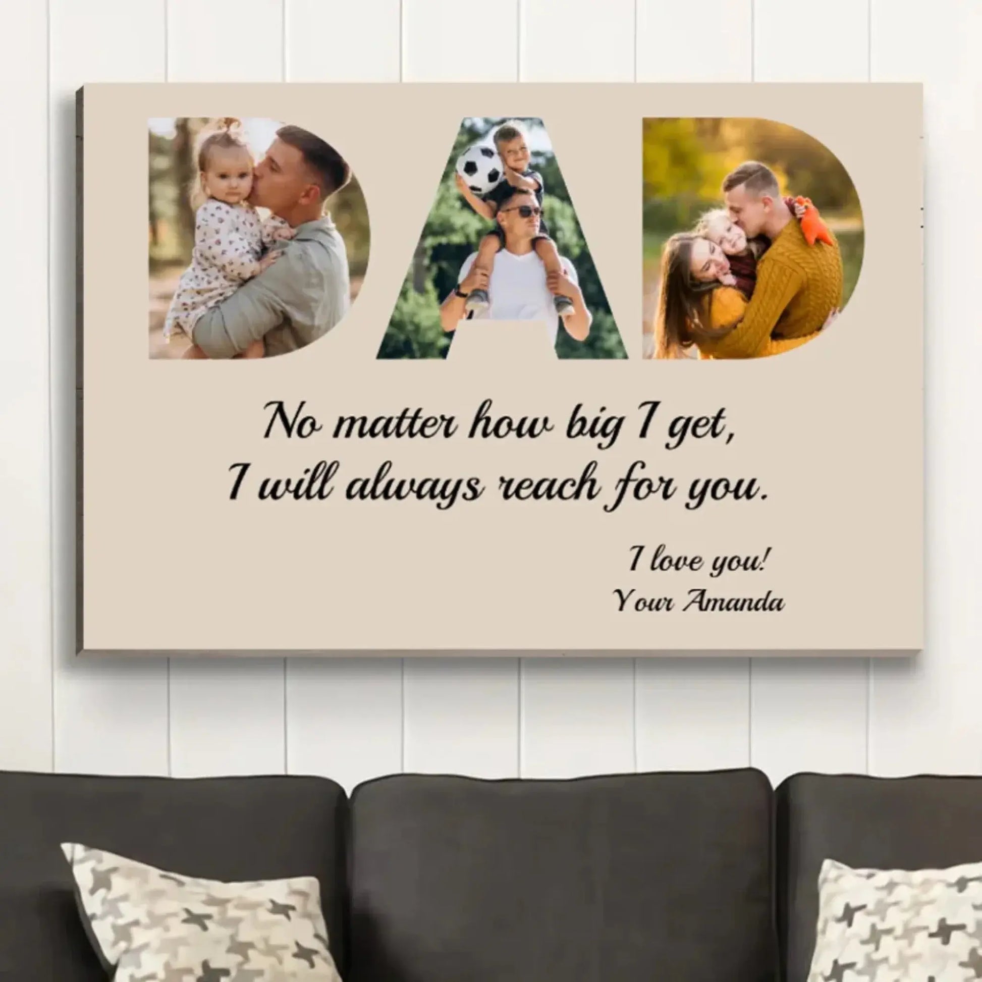 "DAD - I Will Always Reach for You" Personalized Poster/Canvas - Special Gift for Fathers, Grandpa  Ezcustomize
