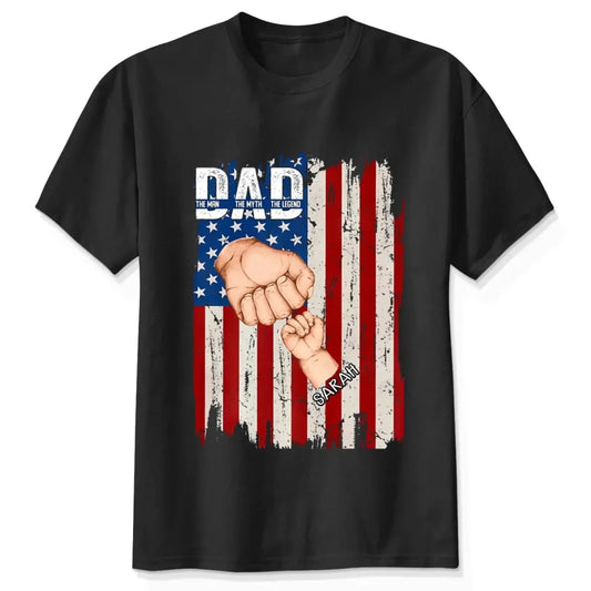 Dad Fist Bump Shirt with Kids' Names – Personalized American Flag T-Shirt, Gift for Dad or Grandpa, Father's Day Custom Tee  Ezcustomize