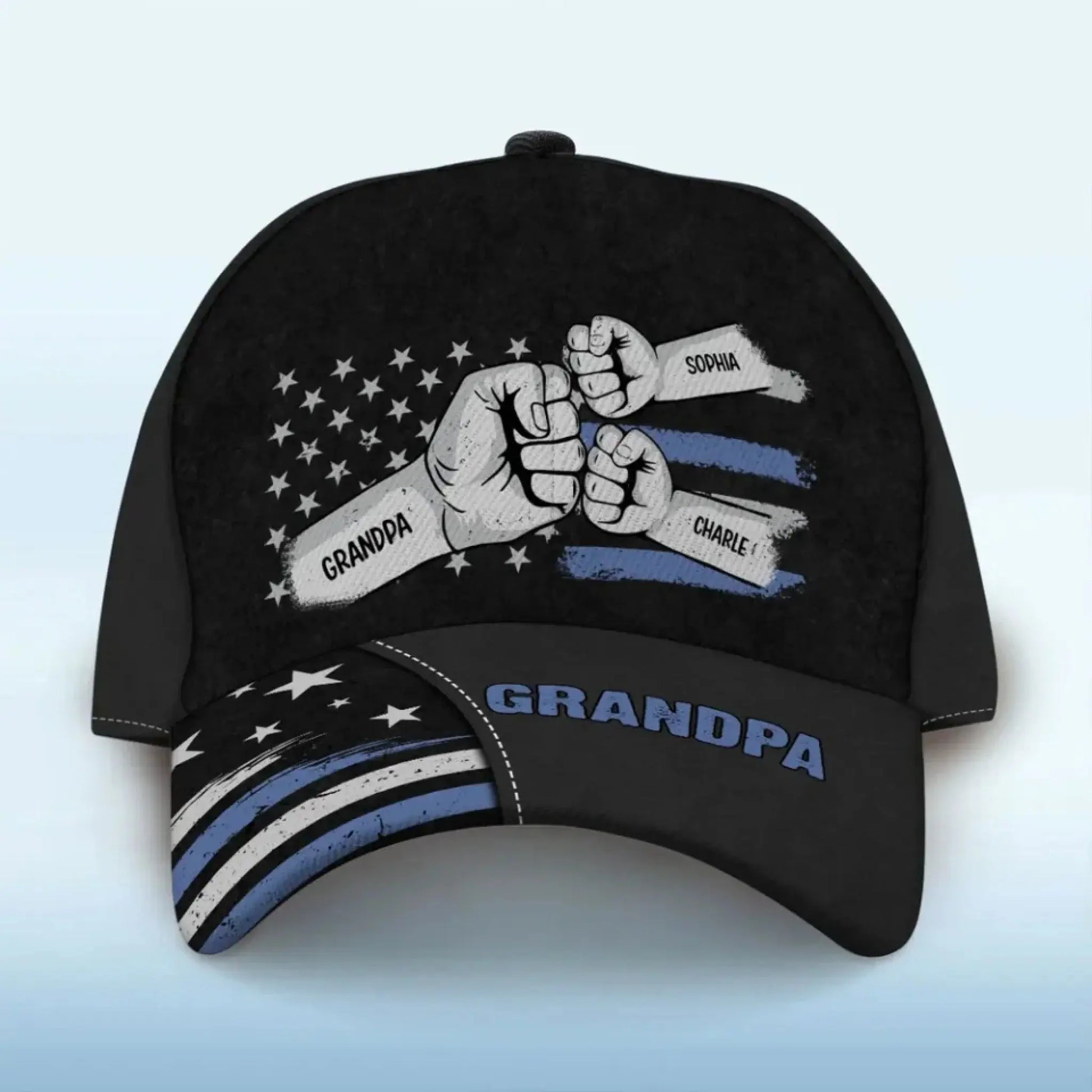 Dad Grandpa Fist Bump Nation Flag Personalized Classic Cap, Gift For Dad, For Grandpa, For Husband  Ezcustomize