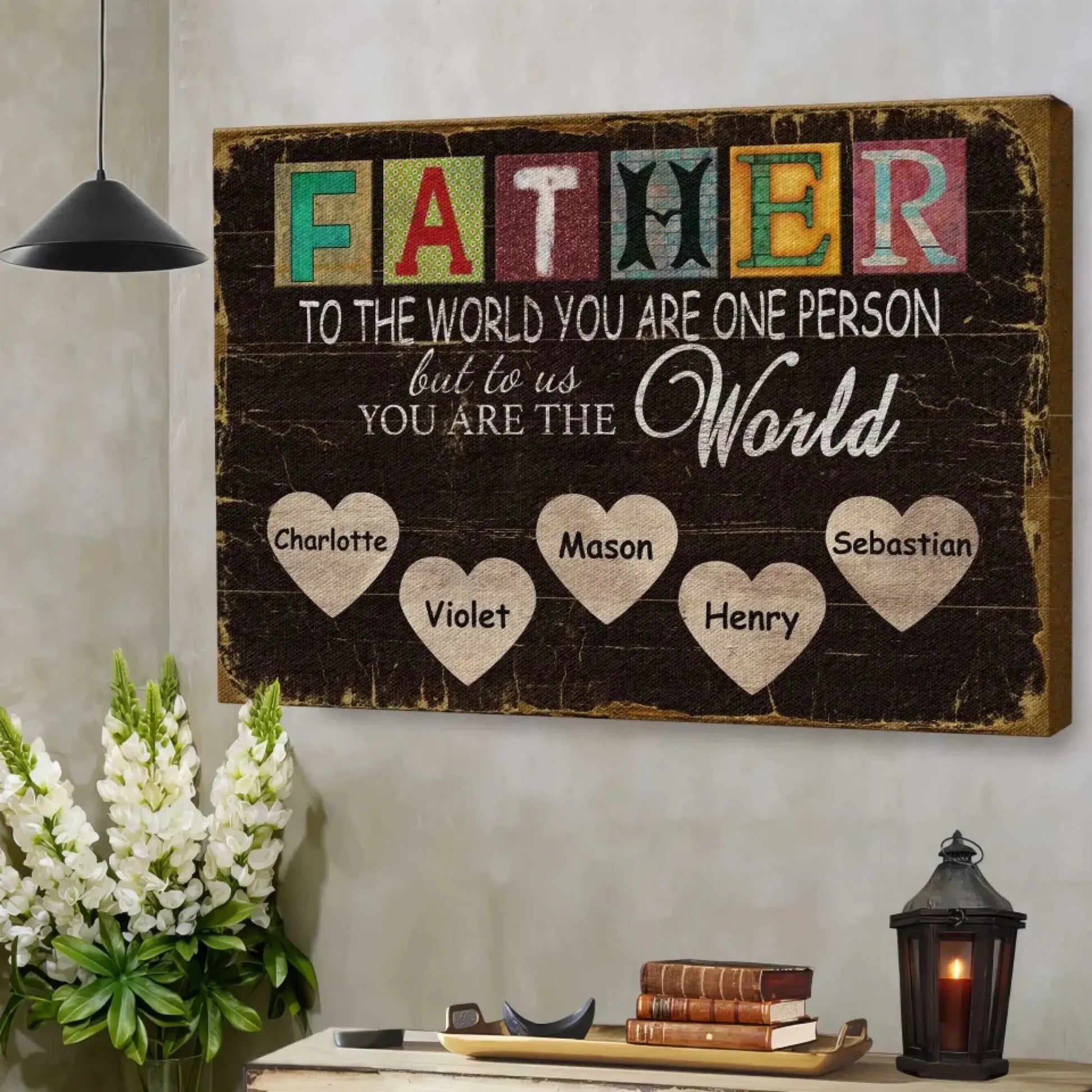 Dad You Are the World – Personalized Poster/Canvas Print, Custom Name, Family Gift Idea  Ezcustomize
