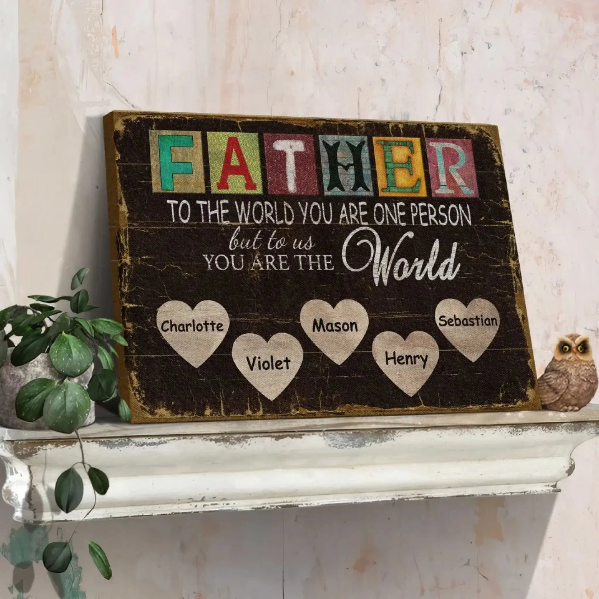 Dad You Are the World – Personalized Poster/Canvas Print, Custom Name, Family Gift Idea  Ezcustomize