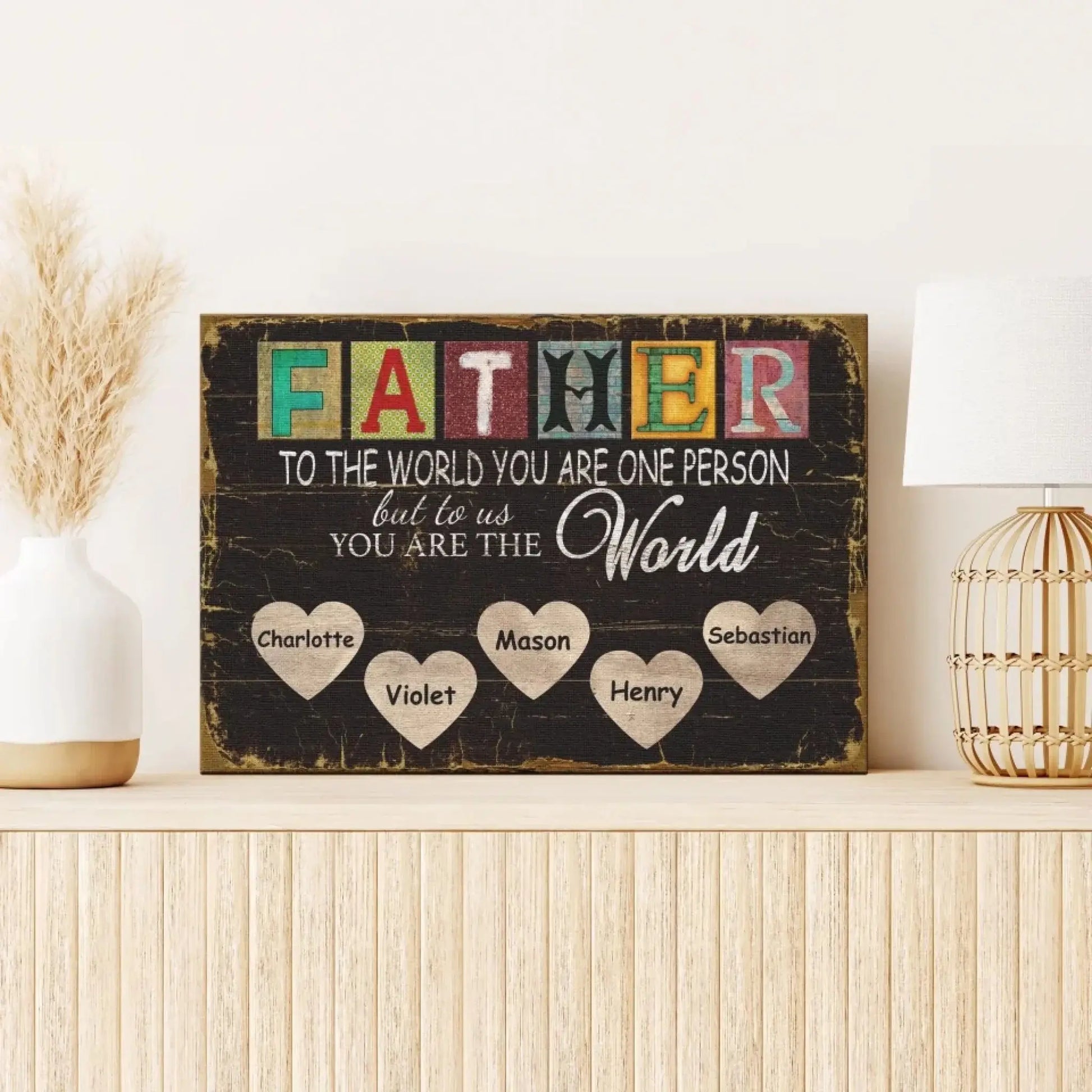 Dad You Are the World – Personalized Poster/Canvas Print, Custom Name, Family Gift Idea  Ezcustomize