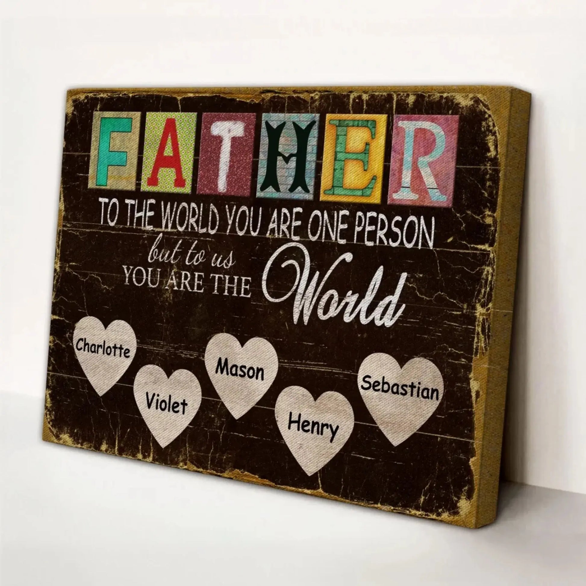 Dad You Are the World – Personalized Poster/Canvas Print, Custom Name, Family Gift Idea  Ezcustomize
