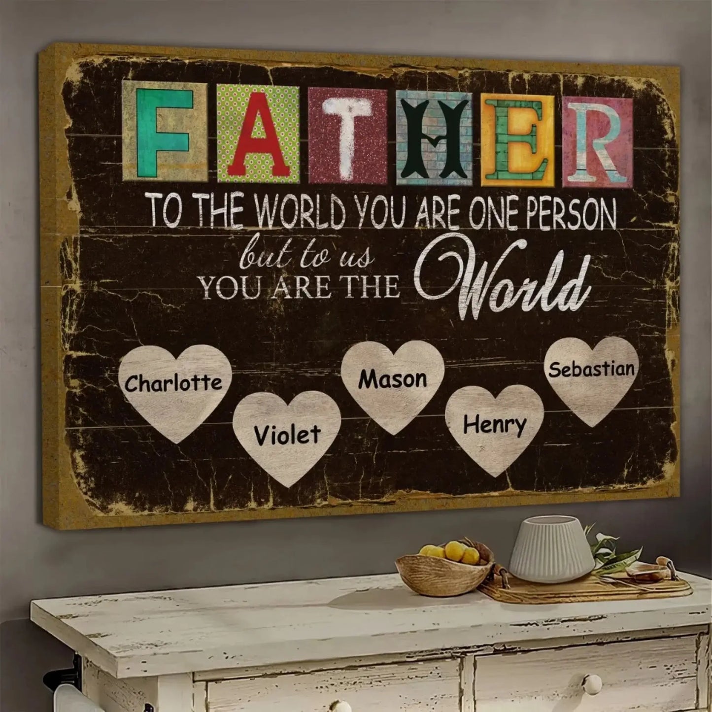 Dad You Are the World – Personalized Poster/Canvas Print, Custom Name, Family Gift Idea  Ezcustomize