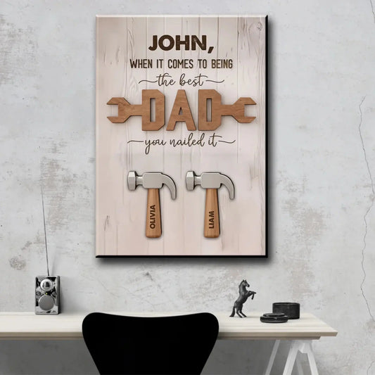 Dad You Nailed It Tool Art – Personalized Poster/Canvas with Kids’ Names – Custom Father’s Day Gift for Handy Dads  Ezcustomize