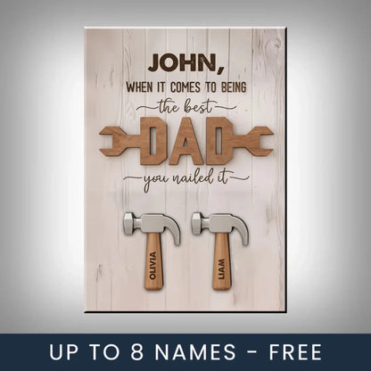 Dad You Nailed It Tool Art – Personalized Poster/Canvas with Kids’ Names – Custom Father’s Day Gift for Handy Dads  Ezcustomize
