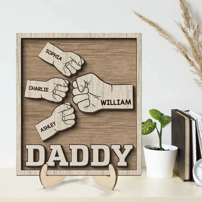 Dad & Grandpa Fist Bump Wooden Plaque - Thoughtful Personalized Gift for Father’s Day & Birthday  Ezcustomize