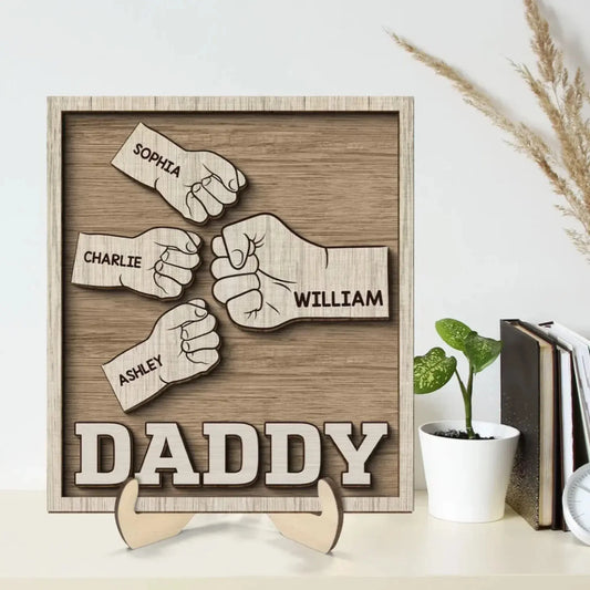 Dad & Grandpa Fist Bump Wooden Plaque - Thoughtful Personalized Gift for Father’s Day & Birthday  Ezcustomize