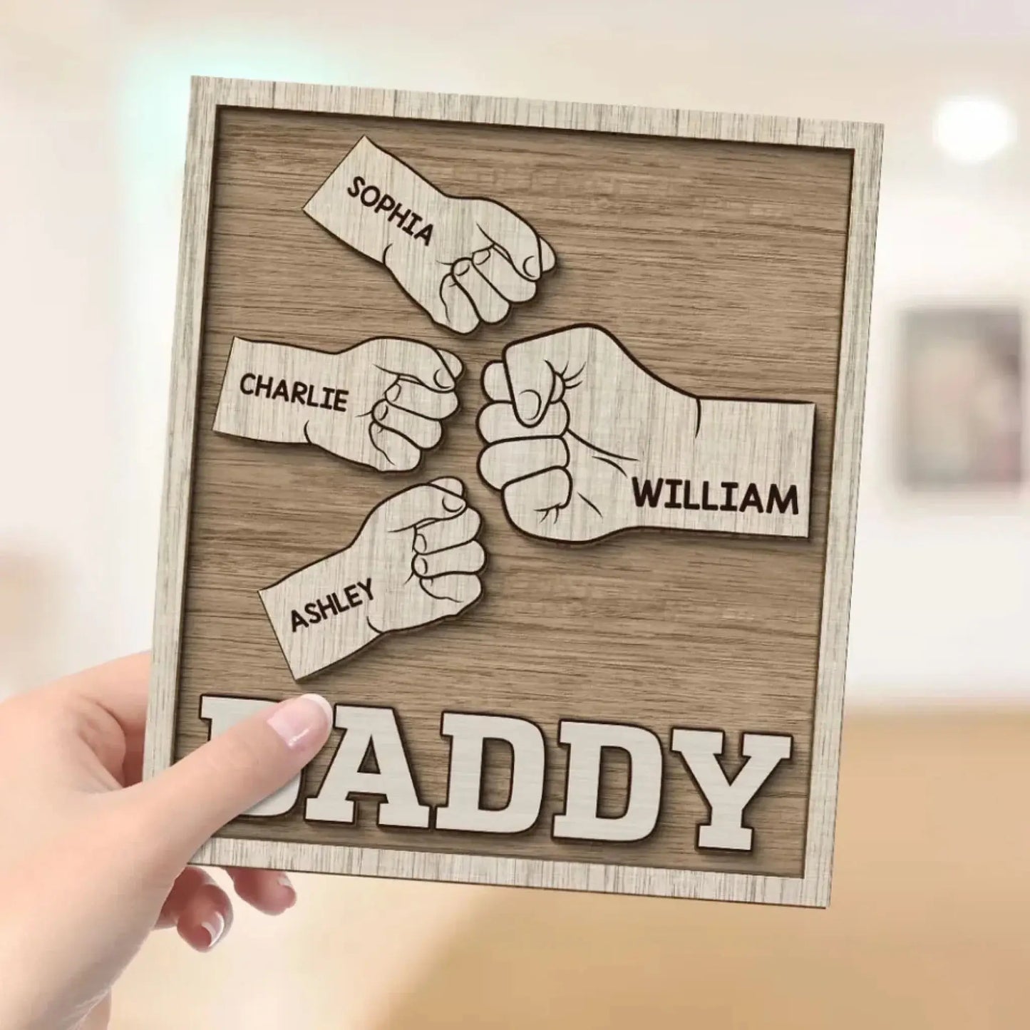 Dad & Grandpa Fist Bump Wooden Plaque - Thoughtful Personalized Gift for Father’s Day & Birthday  Ezcustomize