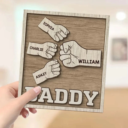 Dad & Grandpa Fist Bump Wooden Plaque - Thoughtful Personalized Gift for Father’s Day & Birthday  Ezcustomize