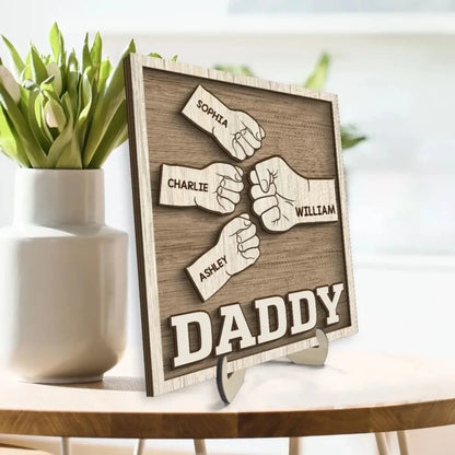 Dad & Grandpa Fist Bump Wooden Plaque - Thoughtful Personalized Gift for Father’s Day & Birthday  Ezcustomize