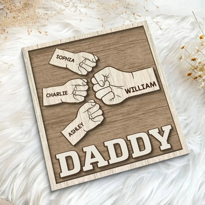Dad & Grandpa Fist Bump Wooden Plaque - Thoughtful Personalized Gift for Father’s Day & Birthday  Ezcustomize