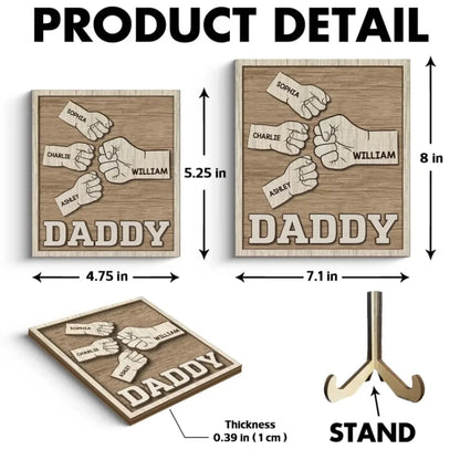 Dad & Grandpa Fist Bump Wooden Plaque - Thoughtful Personalized Gift for Father’s Day & Birthday  Ezcustomize