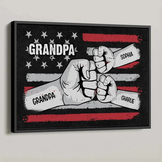 Dad & Kids Fist Bump Canvas Poster – Personalized Wall Art for Father’s Day – Custom Gift for Dad  Ezcustomize