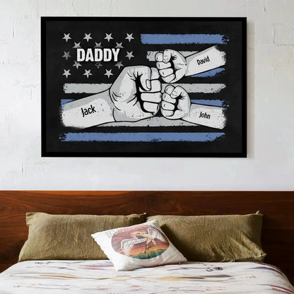 Dad & Kids Fist Bump Canvas Poster – Personalized Wall Art for Father’s Day – Custom Gift for Dad  Ezcustomize