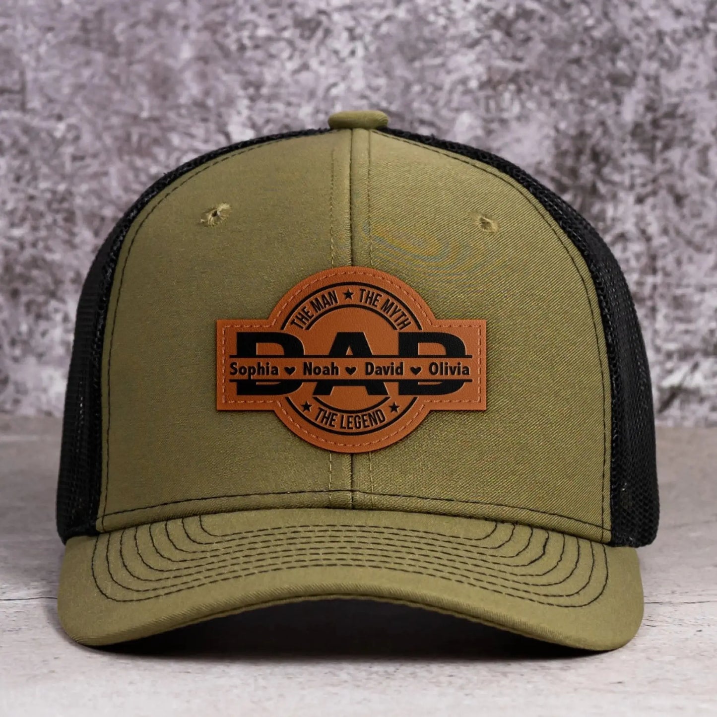 Dad, The Man, The Myth, The Legend - Personalized Leather Patch Hat  Ezcustomize