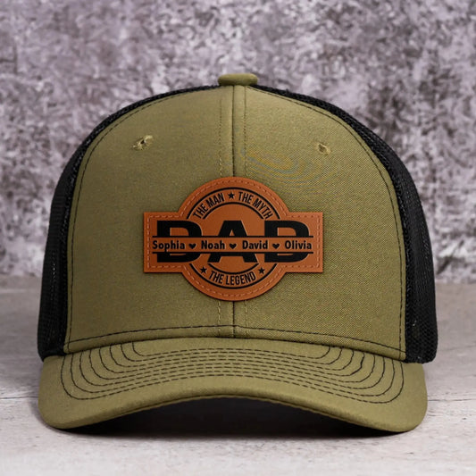 Dad, The Man, The Myth, The Legend - Personalized Leather Patch Hat  Ezcustomize