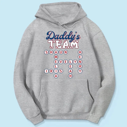 Daddy’s Baseball Team Shirt – Personalized Crossword Puzzle T-Shirt – Custom Gift for Sports Dad with Kids’ Names  Ezcustomize