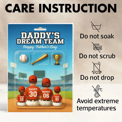 Daddy’s Dream Team Baseball Plaque – Personalized Flat Acrylic Block with Custom Figures – Father’s Day Gift for Dad  Ezcustomize