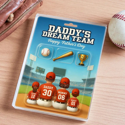 Daddy’s Dream Team Baseball Plaque – Personalized Flat Acrylic Block with Custom Figures – Father’s Day Gift for Dad  Ezcustomize