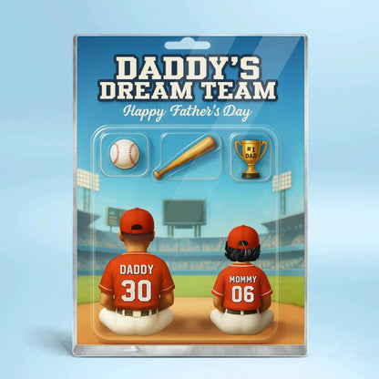 Daddy’s Dream Team Baseball Plaque – Personalized Flat Acrylic Block with Custom Figures – Father’s Day Gift for Dad  Ezcustomize