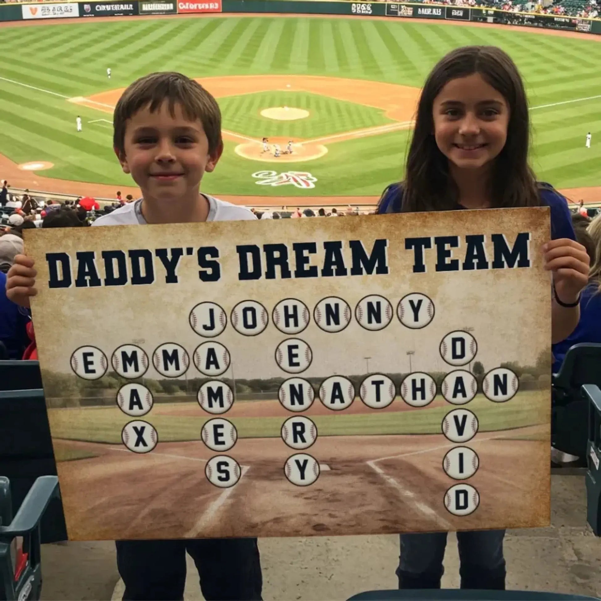 Daddy’s Team Baseball Crossword Art – Personalized Poster/Canvas – Custom Gift for Baseball Dad from Kids  Ezcustomize