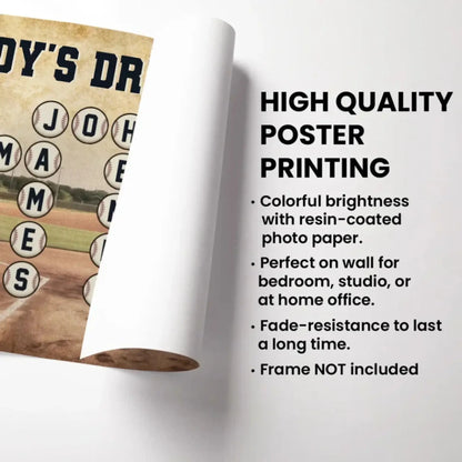 Daddy’s Team Baseball Crossword Art – Personalized Poster/Canvas – Custom Gift for Baseball Dad from Kids  Ezcustomize