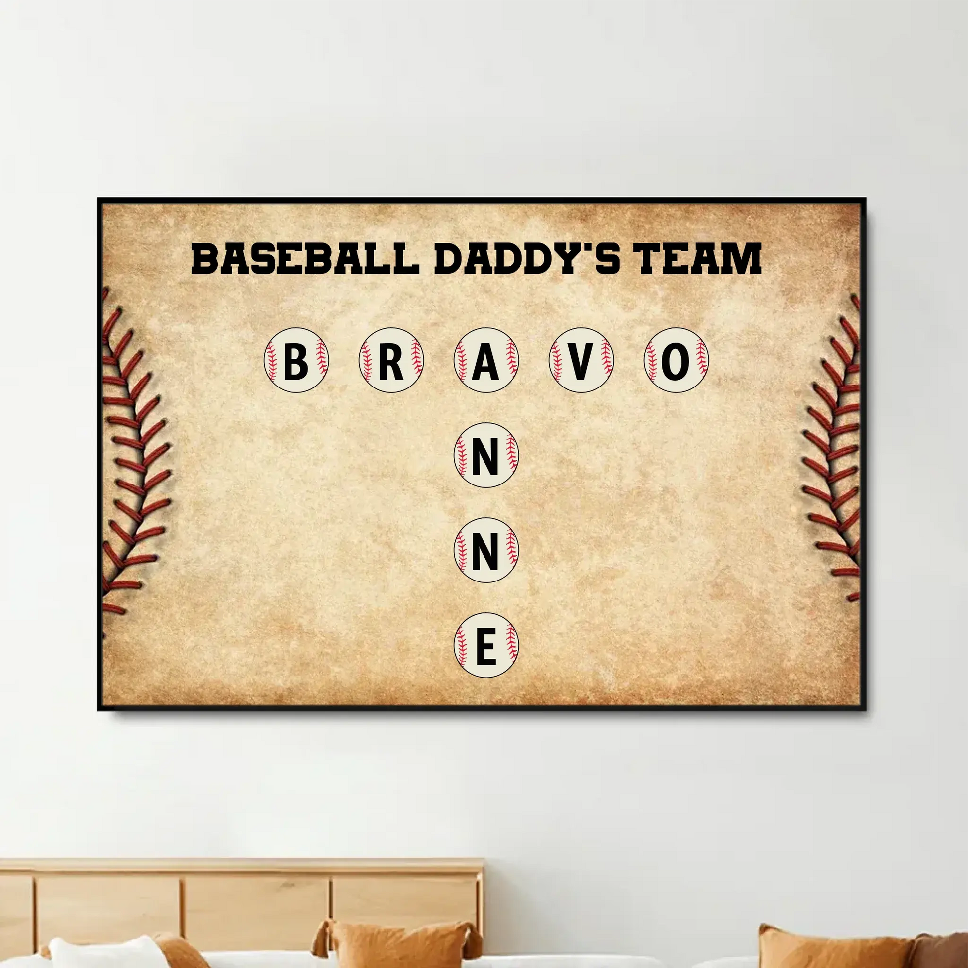 Daddy’s Team Baseball Crossword Art – Personalized Poster/Canvas – Custom Gift for Baseball Dad from Kids  Ezcustomize