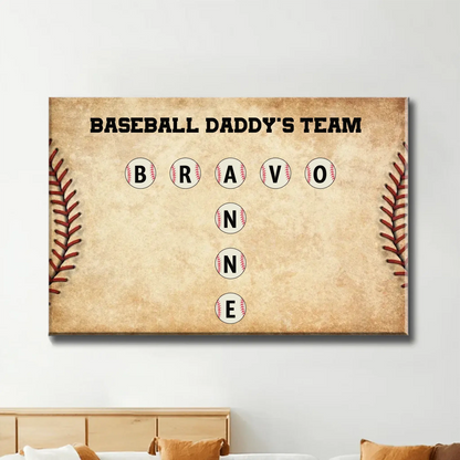 Daddy’s Team Baseball Crossword Art – Personalized Poster/Canvas – Custom Gift for Baseball Dad from Kids  Ezcustomize