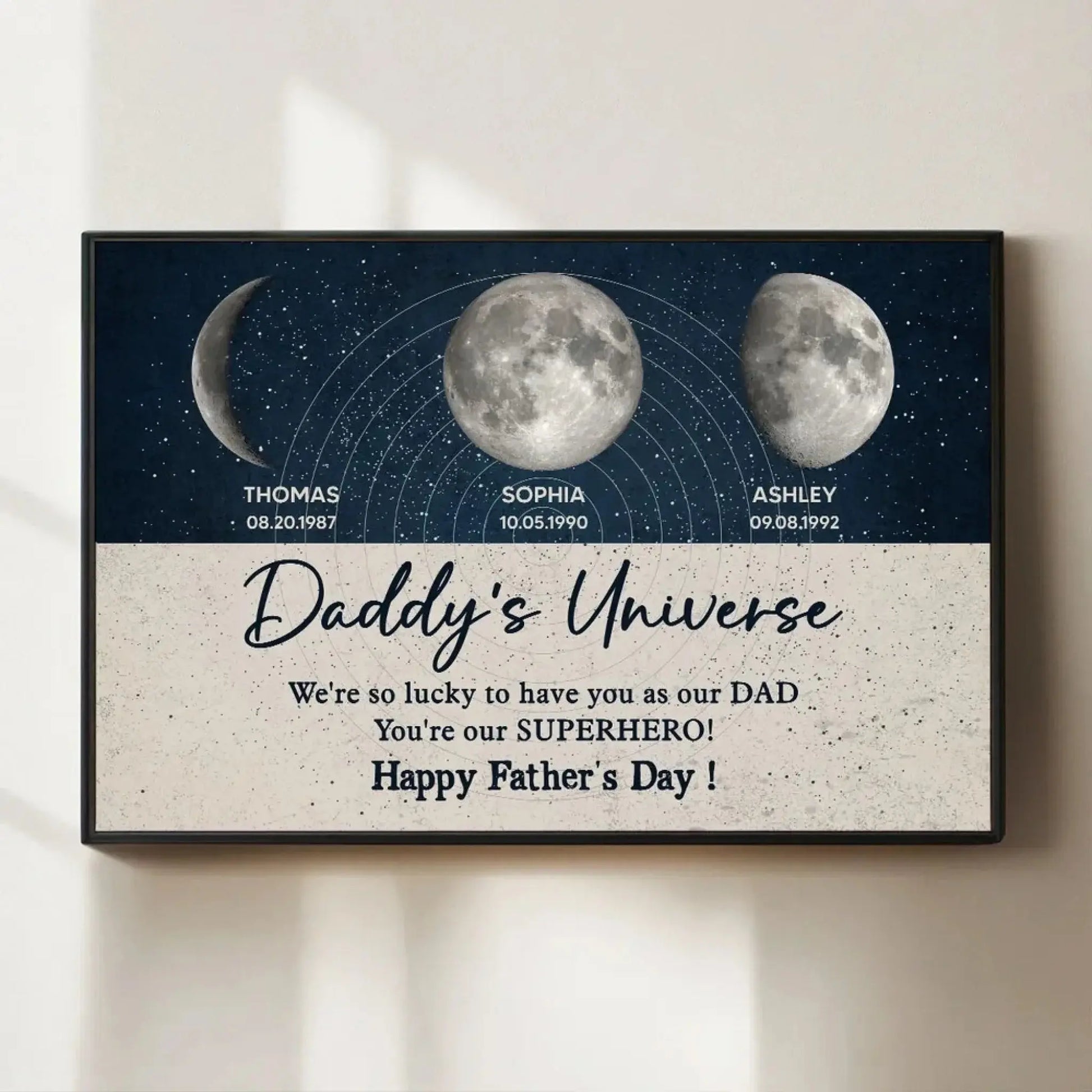 Daddy’s Universe Moon Phase Poster – Personalized Wall Art – Custom Father’s Day Gift Celebrating Special Moments  Ezcustomize