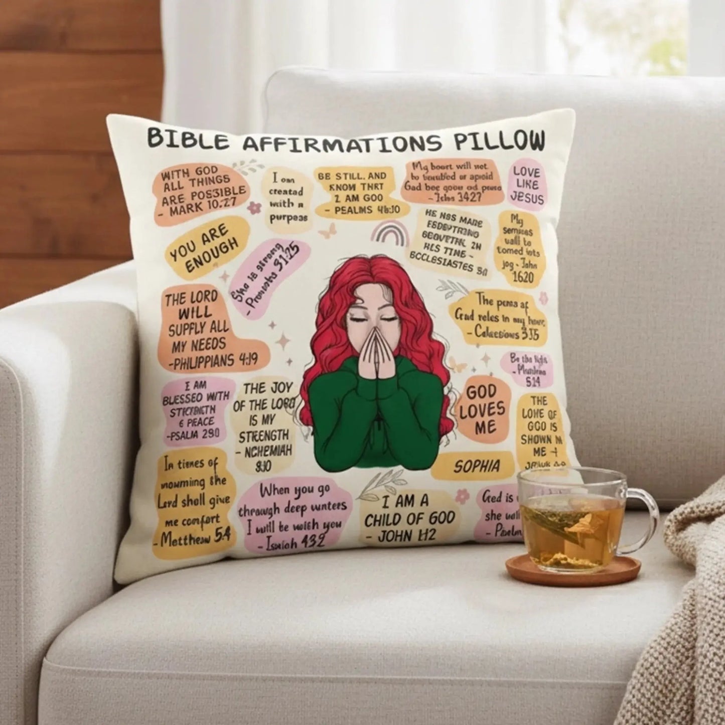 Daily Bible Affirmations – Personalized Christian Faith Throw Pillow Cushion – Meaningful Birthday, Christmas & Encouragement Gift for Believers  Ezcustomize