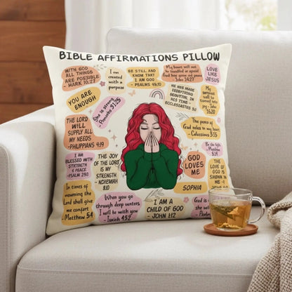 Daily Bible Affirmations – Personalized Christian Faith Throw Pillow Cushion – Meaningful Birthday, Christmas & Encouragement Gift for Believers  Ezcustomize